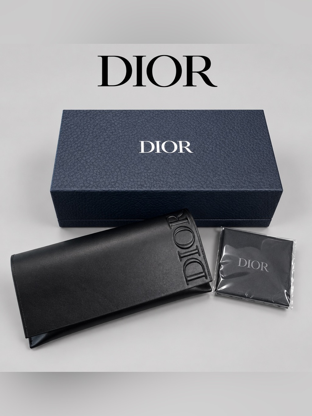 DIOR Authentic Luxury Eyewear Presentation Set Black Leather-Style Case